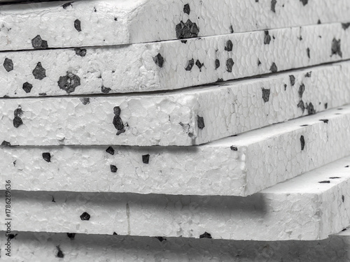 Closeup of insulation styrofoam panels with graphite additive