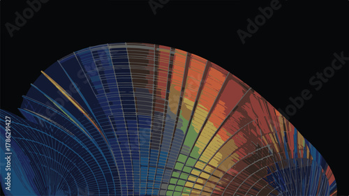 rainbow colored fan on black background