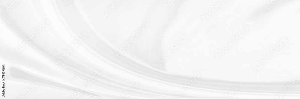 Fototapeta premium White gray satin texture that is white silver fabric silk panorama background with beautiful soft blur pattern natural.