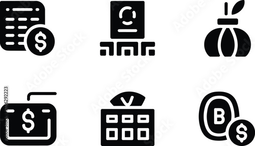 Financial Icons Representing Business and Finance Related Concepts for Various Design Projects and A