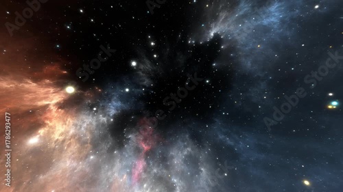 Flying Through Deep Space, Cosmic Tunnel. 3D Animation