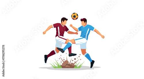 Dynamic soccer match: players competing for ball on the field