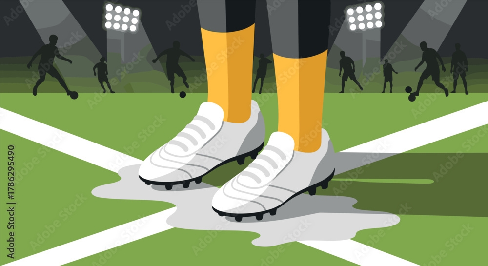 Obraz premium Football match tactics: focus on player strategy and team coordination on the field
