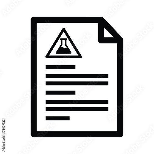 Black chemical hazard warning document icon vector
