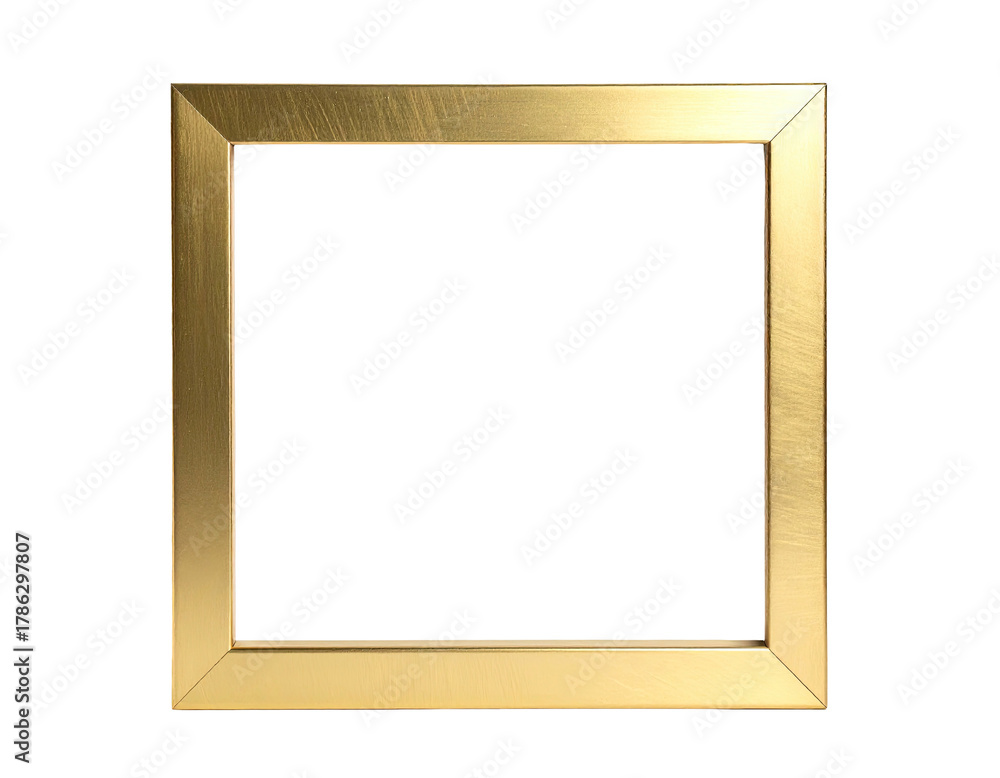 Fototapeta premium A square golden frame set against a black backdrop, perfect for displaying art or photographs