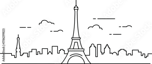 Paris skyline featuring iconic Eiffel tower and cityscape