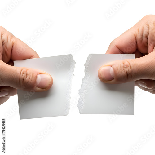 Wallpaper Mural Hands tearing a white paper in half representing conflict and division. Torontodigital.ca