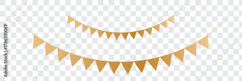 Colorful party flags bunting vector illustration of festive decoration element. Bunting Banner with Rectangle Shape Flags Decorative bunting banner hung on a thin string Bunting Banner with Triangle 