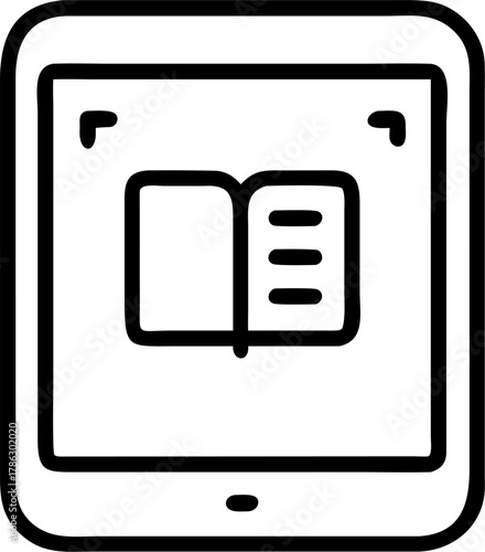 Digital book icon on a tablet screen