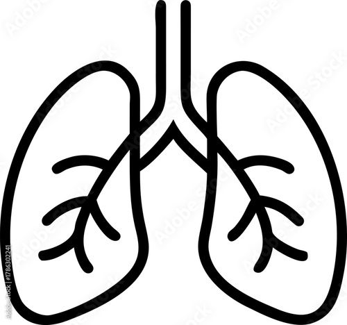 Line art illustration of human lungs