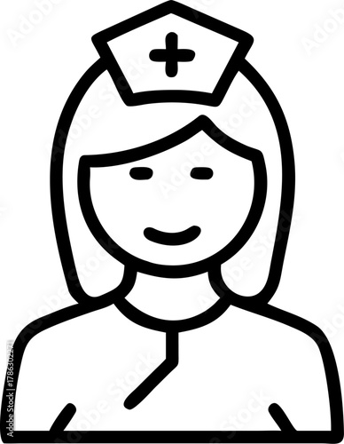 Nurse icon with plus symbol on cap