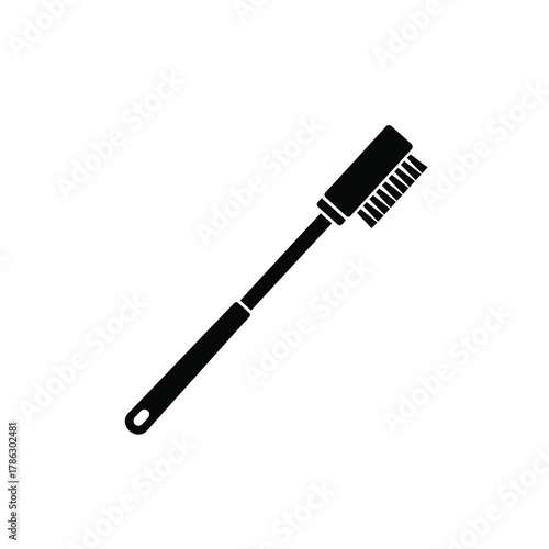 Black cleaning brush with long handle and bristles