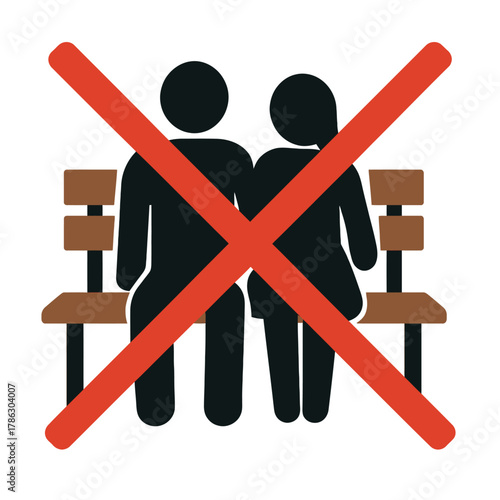 Forbidden Public Dating or PDA Prohibition Sign Illustration