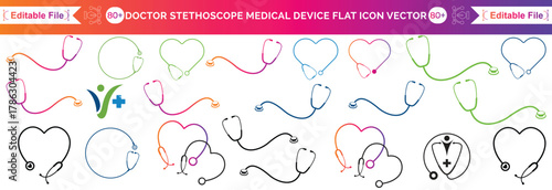 Stethoscope Vector Bundle, Medical tools Bundle Vector, Stethoscope illustration, Doctor, Nurse, Health, illustration, Clip Art, Medical illustration.