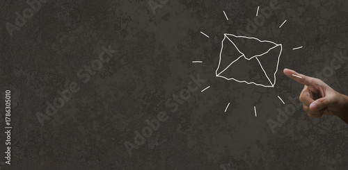 Email marketing and messaging concept, digital communication interface with notifications.