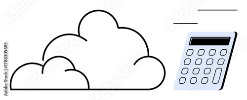 Cloud and calculator symbolizing cloud computing, data calculation, and technology. Ideal for finance, analytics, data storage, cloud services, IT solutions digital tools innovation. Simple flat