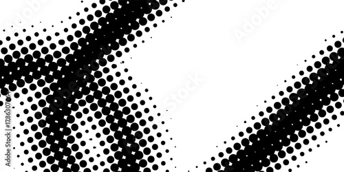 Abstract black dots forming a dynamic wave pattern on a clean white background. Modern Trendy design in Vector Illustration