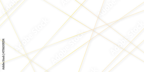 Abstract minimalistic white background with elegant intersecting golden lines forming a geometric pattern. random chaotic line and creative geometric many square, triangle shape background.