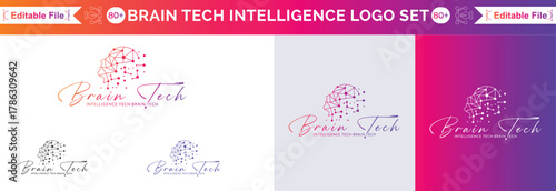Brain Artificial Intelligence Logo design vector. AI Brainstorm