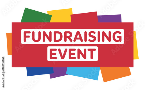 Bright fundraising event announcement with colorful background