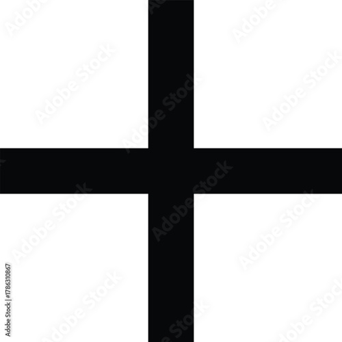 Black cross symbol isolated on white background