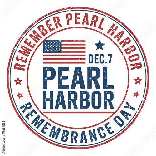 Remember pearl harbor remembrance day stamp with american flag