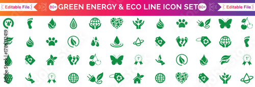 Ecology icon collection set. Containing forest, environment, nature, conservation, organism, photosynthesis, atmosphere, biomass energy, biosphere, earth, biodiversity, nature icon. Simple flat vector