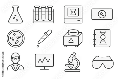Research vector rack dna slide notebook biology icon centrifuge icons lab sequencing