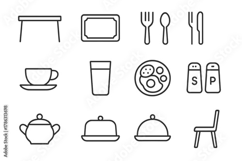 Juice dish set vector plate breakfast icon salt sugar placemat glass