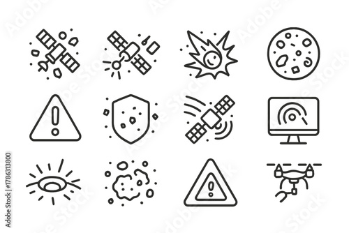 Cloud tracking baby icon deflector vector protection warning hazard icons space impact