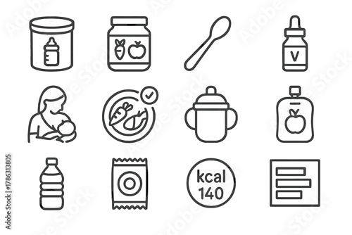 Cup jar drops vector bottle icon icons nutrition meal fruit baby can
