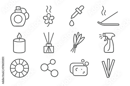 Perfume scent bundle fragrance vector wheel aroma bar scented icon essential collection