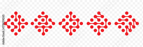 Abstract pattern of Red connected dots, metabol. Minimalist pattern of circles, dots. Dots movement icon. Isolated vector illustration on white background for banners, stickers, prints, posters. EPS10