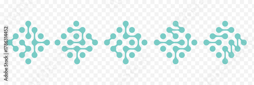 Abstract geometric shapes of connected molecules. Variety Colorful pattern of metabol dots on white background. Modern vector design. white background for banners, stickers, prints, posters. EPS 10.