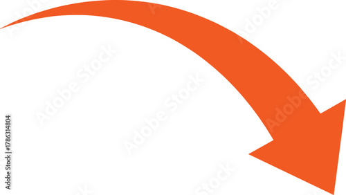 Bright Orange Arrow Pointing Downward on White Background direction