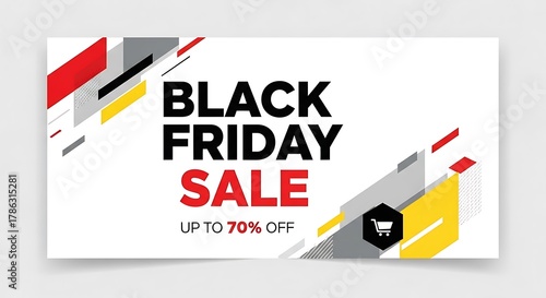 Grab amazing discounts this Black Friday, up to 70% off offers await your shopping spree in this vibrant sale announcement