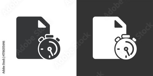 Timed Document icon. Solid glyph series icon