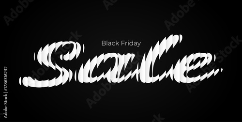 Black Friday sale banner collection. Vector ads illustration. White text with glass texture on black background. Design element for commercial advertisement campaign