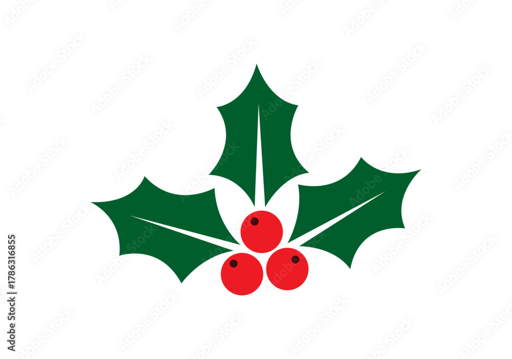 Naklejka premium Acebo en silueta de decoración navideña