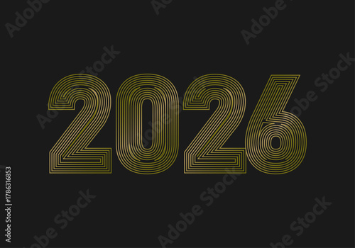 Año 2026 en varios trazos dorado apagado