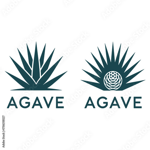 Agave Symbol Design: Two artistic renderings of the agave plant. Showcasing minimalist design and focus on botanical detail.