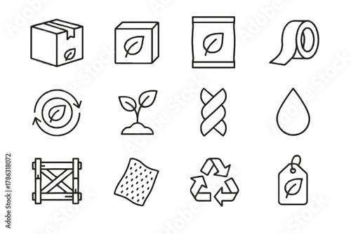 Bamboo parcel bio natural droplet box icon pouch eco crate vector friendly