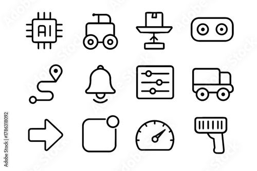 Icons cargo icon vector courier speed notification ai screen scanner navigation arrow