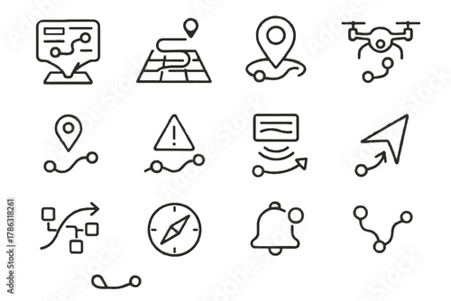 Notification gps vector panel route display icon floating smart icons navigation bell
