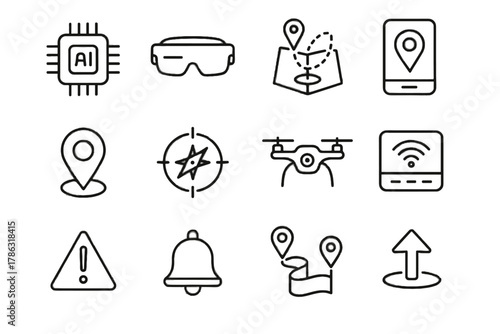 Route module arrow vector ai icon holographic waypoint marker navigation alert panel