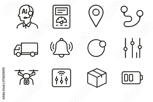 Sensor ai drone delivery pin icon intelli route indicator dispatcher vector