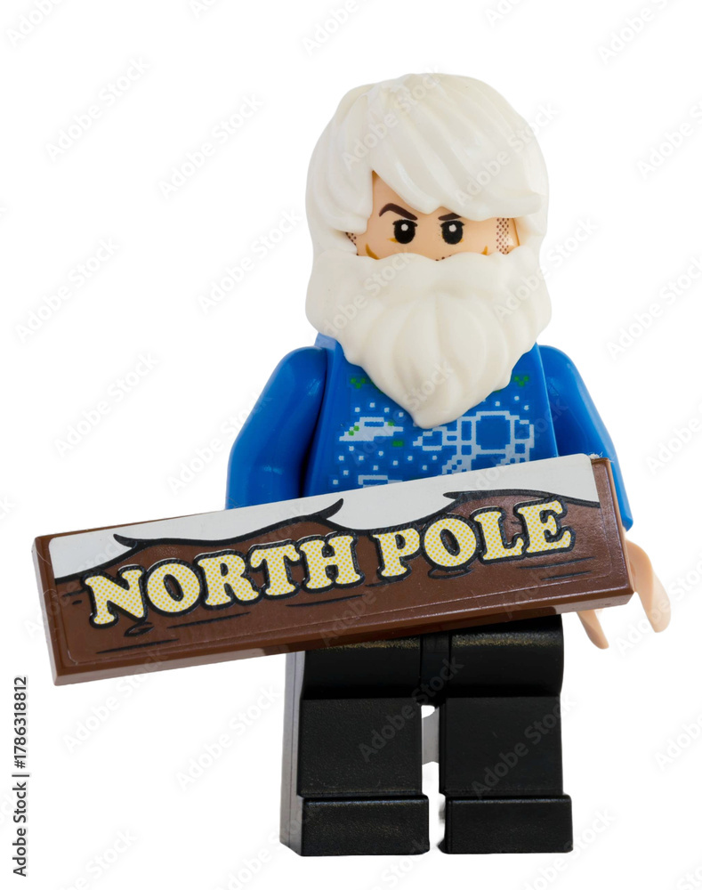 Fototapeta premium Dortmund - Deutschland 10. November 2025 - Lego Minifigure Weihnachtsmann - Studio Aufnahme 