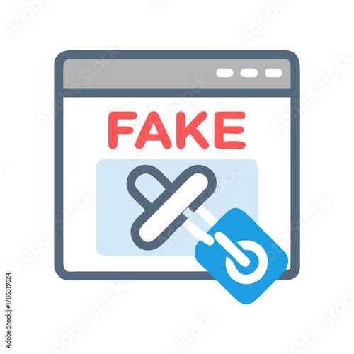 website alert indicating fake items with blue lock symbol for security concept
