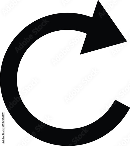Black circular arrow symbol on white background refresh reload