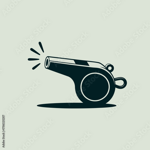 Black whistle with sound waves emanating from the mouthpiece